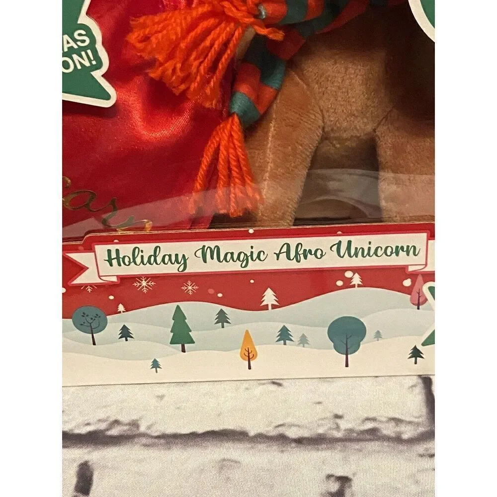 Afro Unicorn Holiday‎ Plush Set – Stuffed Unicorn Toy Christmas 4-Piece Gift Set
